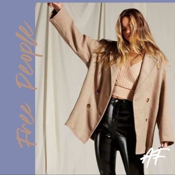 FREE PEOPLE HANNAH SLOUCHY BLAZER IN SAND NWT - Picture 1 of 10